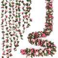 KHOYIME 8 Pack 64 FT Artificial Flower Garland, Fake Pink Roses Vines Silk Flowers Faux Plastic Outdoor Hanging Floral Ivy Garland Decoration for Wedding Arch Bedroom Home Wall Backdrop Room Decor