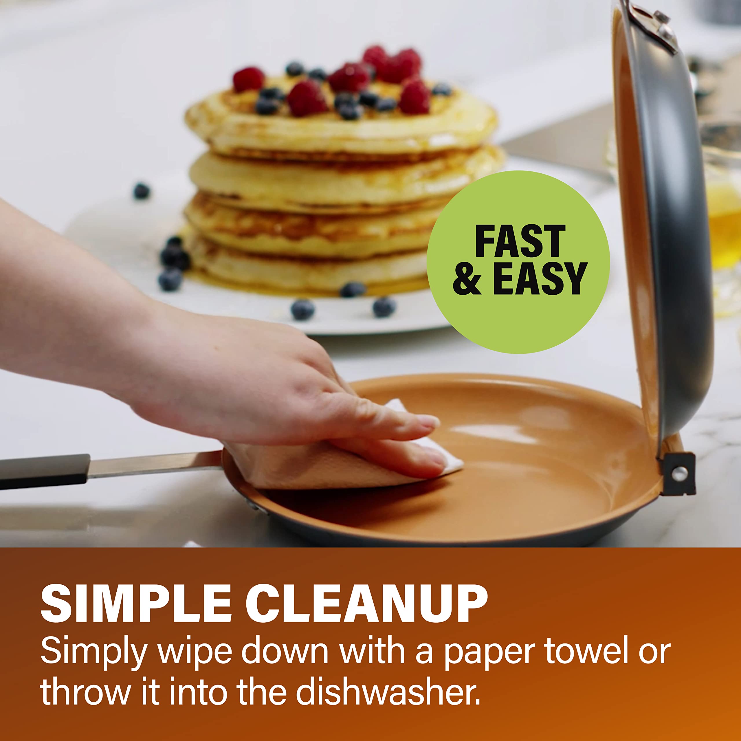 Gotham Steel Pancake Bonanza Pancake Maker, 2-Sided Nonstick Pancake Pan, Crepe Maker, Egg Pan, for Perfect Pancakes Eggs Crepes, Long Lasting Nonstick, Even Heating, Dishwasher Safe, 100% Toxin Free