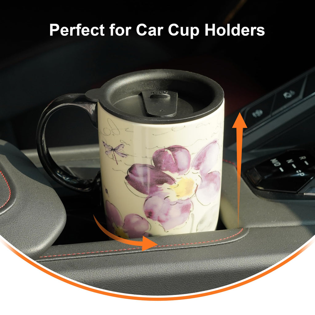 Tall Ceramic Travel Mug Coffee Cups Sealed Lid with Color Box 17 oz.