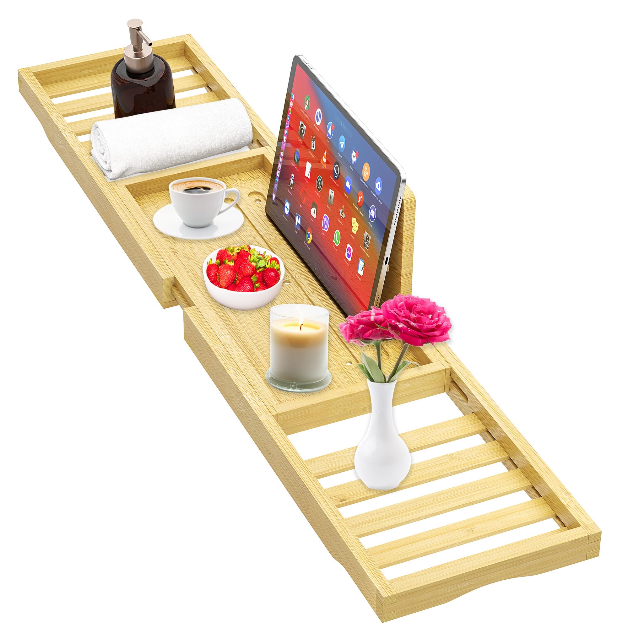 Bathtub Tray Caddy - Bath Tray - Bath Tub Tray Caddy for Bathtub, Expandable Size, Fits Most Bath Tubs