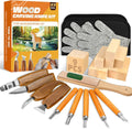 Wood Carving Kit, 23pcs Wood Carving Tool with 4PCS Wood Carving Knives & 5PCS Detail Knives 9 Basswood Blocks & Gloves & Roll Bag & Strop Block & Polishing Compound Whittling Kit Hobbies for Adults