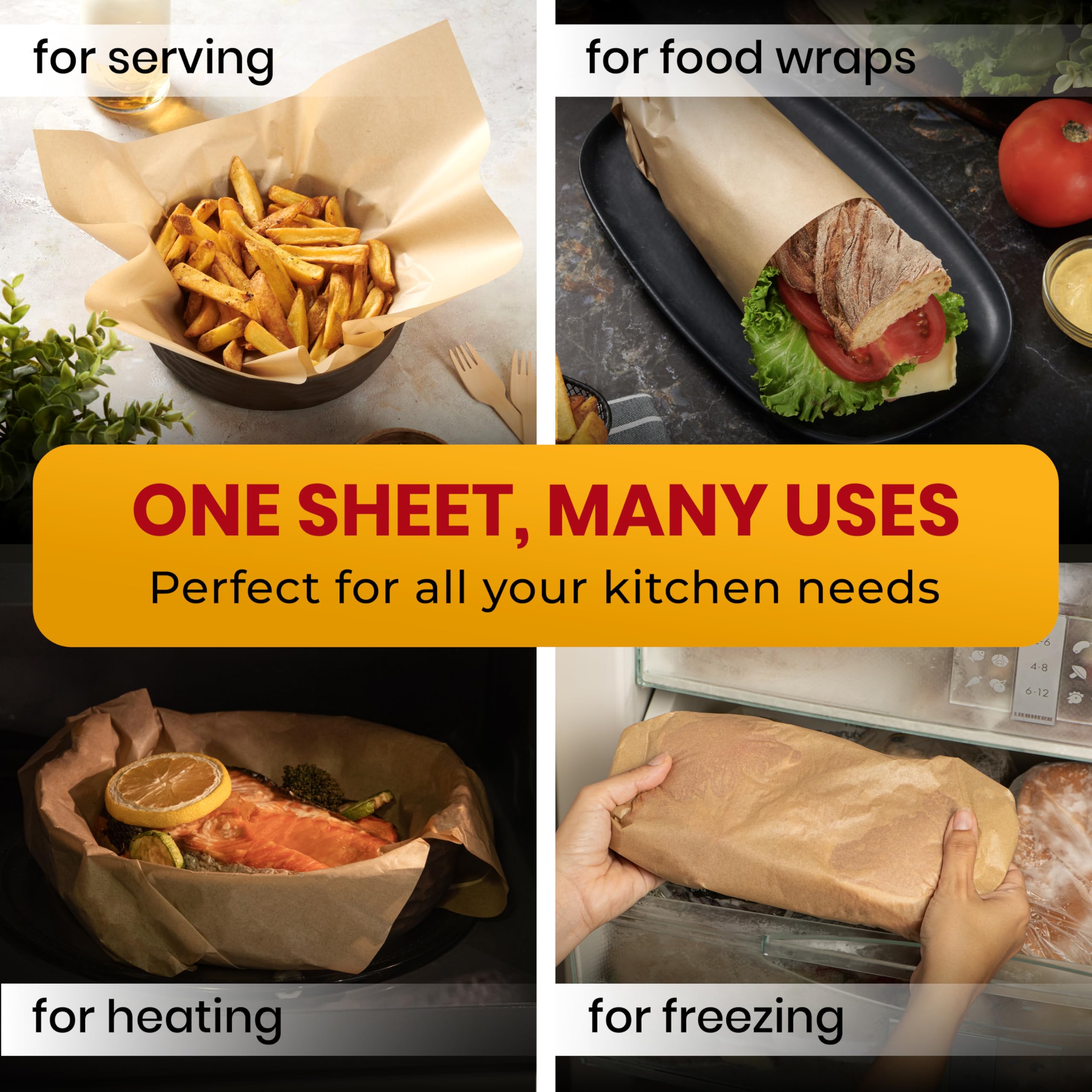 Parchment Paper Baking Sheets by Baker’s Signature | Precut Silicone Coated & Unbleached – Will Not Curl or Burn – Non-Toxic & Comes in Convenient Packaging – 12x16 Inch Pack of 220