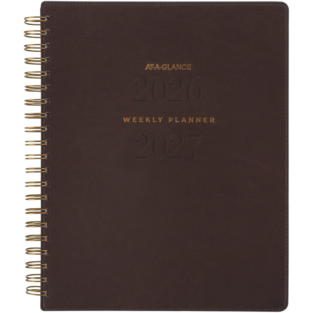 AT-A-GLANCE Planner 2026-2027 Weekly & Monthly Academic 13-Month July-July, 8-1/2" x 11", Signature, Brown (YP905A09)