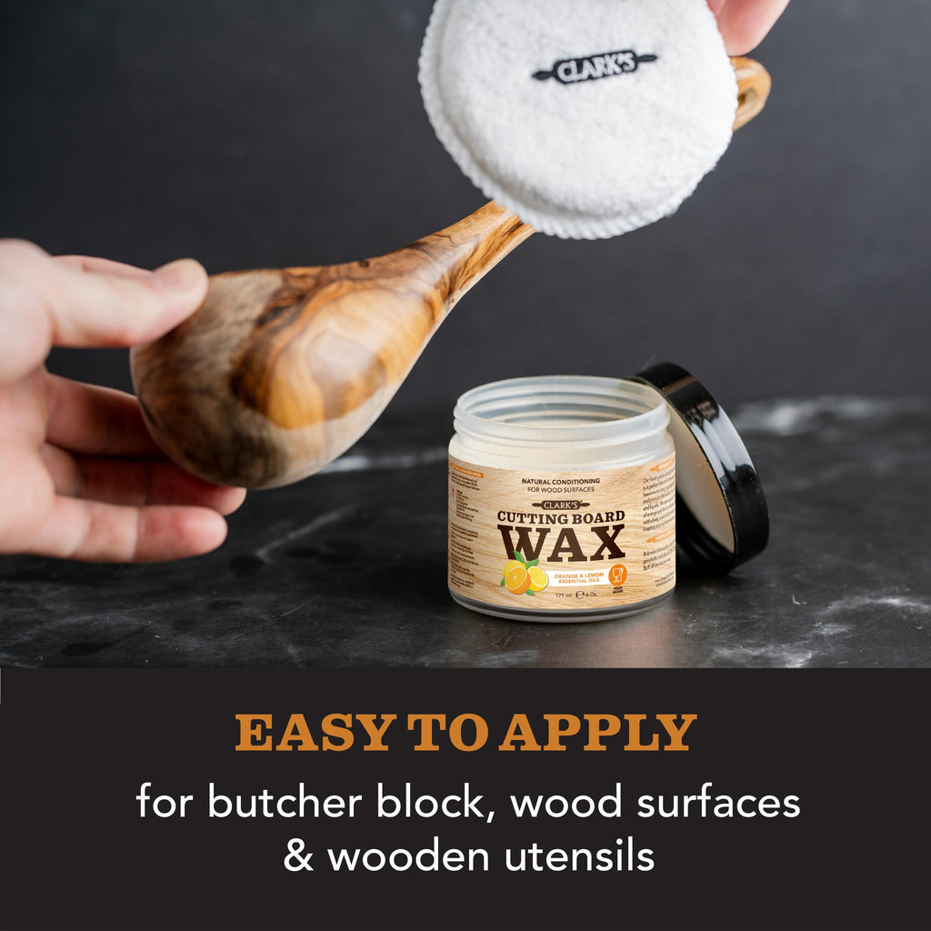 CLARK'S Cutting Board Finish Wax (6oz) | Enriched with Lemon & Orange Oils | Made with Natural Beeswax and Carnauba Wax | Butcher Block Wax