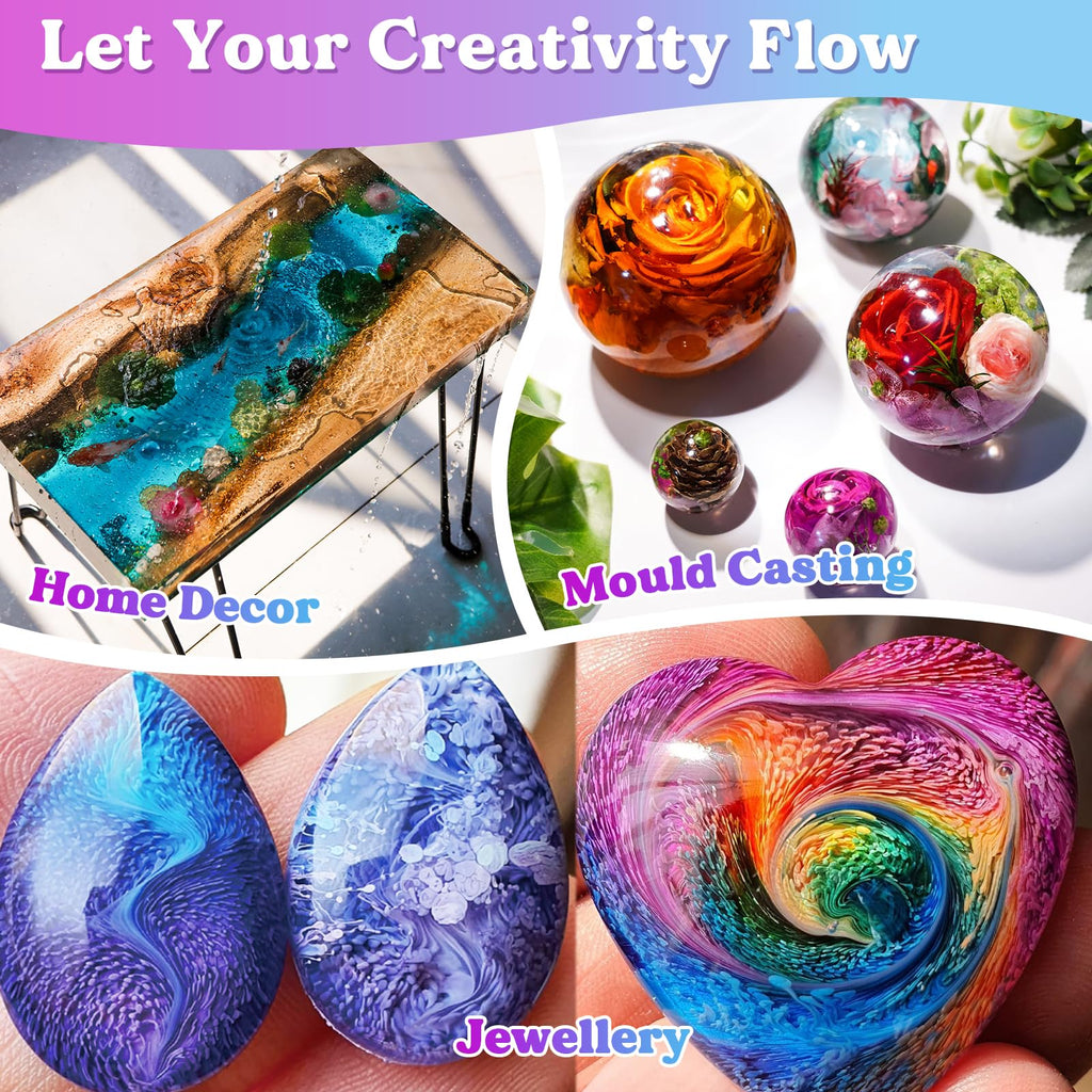 LET'S RESIN Casting Epoxy Resin Kit, 1L(34oz) Crystal Clear & Bubble Free Epoxy Resin and Hardener, High Gloss Resin Kit for DIY Art, Mould Casting, Wood, Jewellery Making, Coasters, Table Top