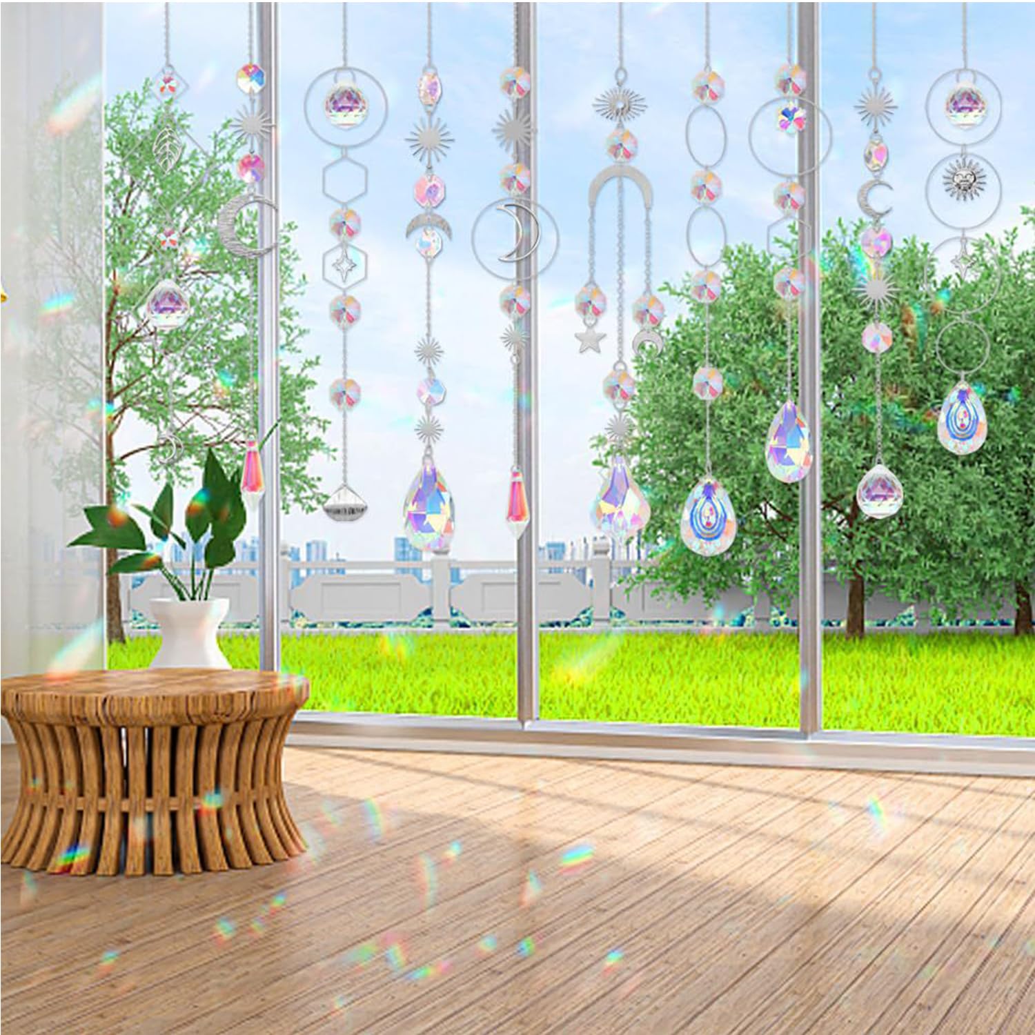 Paifeancodill Crystal Suncatcher Kits, 200 Pcs DIY Sun Catchers Making Hanging Chandelier Crystals Prisms Parts Rainbow Maker Pendants DIY Sun Catchers Beads Indoor Window Garden Decor (Silver)