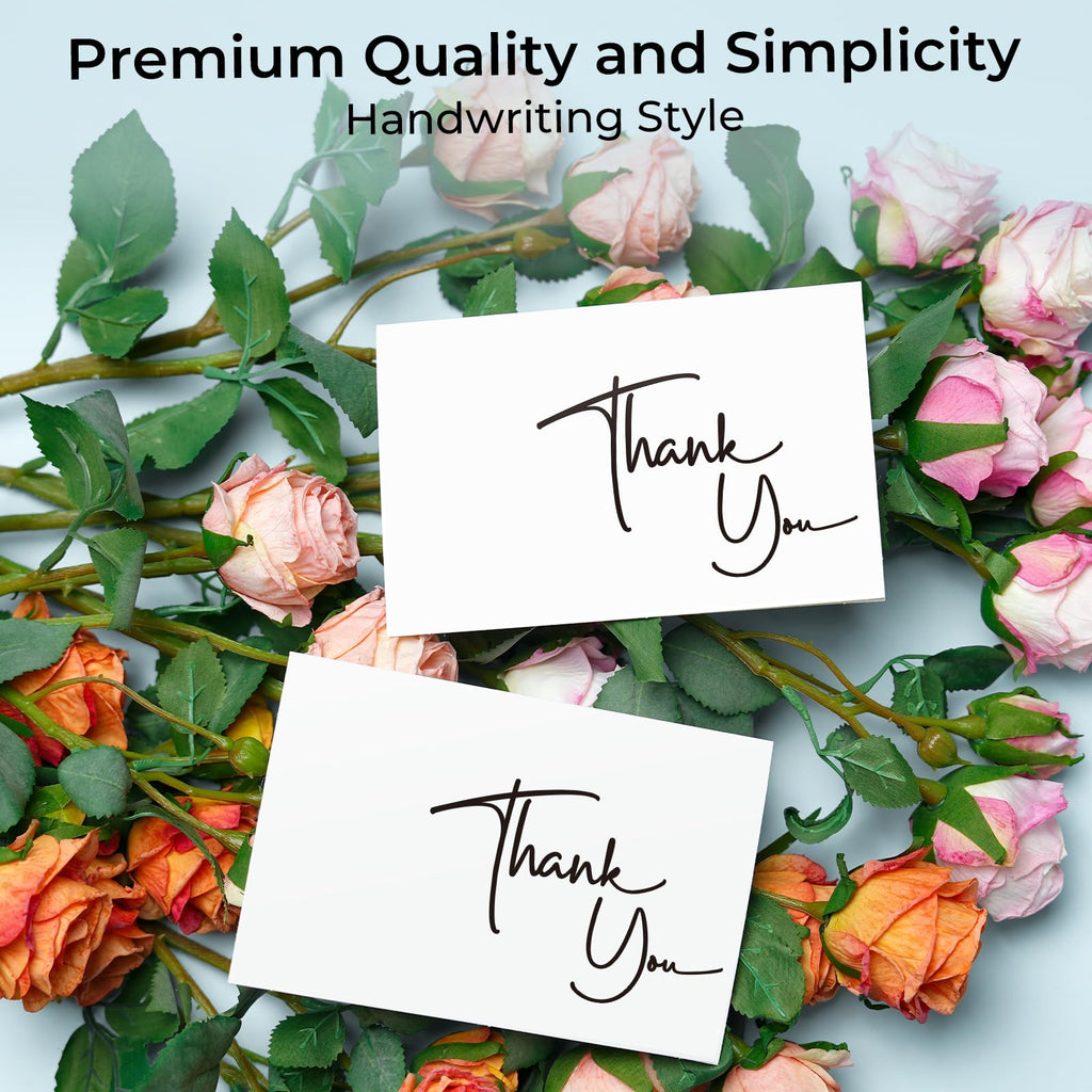 Ohuhu Thank You Cards with Kraft Envelopes and Matching Thank-You Stickers – 104-Pack (4 Minimalistic Designs), 4x6 Thank You Notes for Wedding, Graduation, Shower, Small Business, Birthday, Funeral