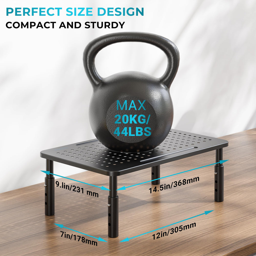 BONTEC 2 Pack Monitor Stand Riser, 3 Height Adjustable Monitor Stand for Desk, Computer Monitor Riser Stand with Mesh Platform for Laptop, Computer, iMac, PC (Black, 2 Pack Normal)