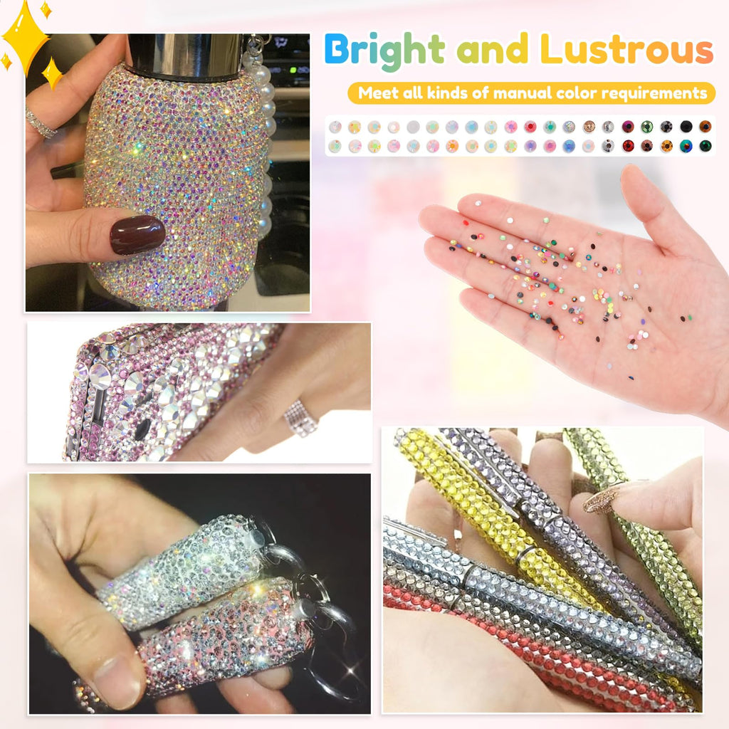 40 Colors Resin Jelly Rhinestones for Bedazzling Kit 32000 Pcs 3mm Flatback Rhinestones with Tweezers Pen 3Pcs B7000 Glue Bedazzling Gems Rhinestone Kit for Clothing Shoes Nail Cups DIY Crafts