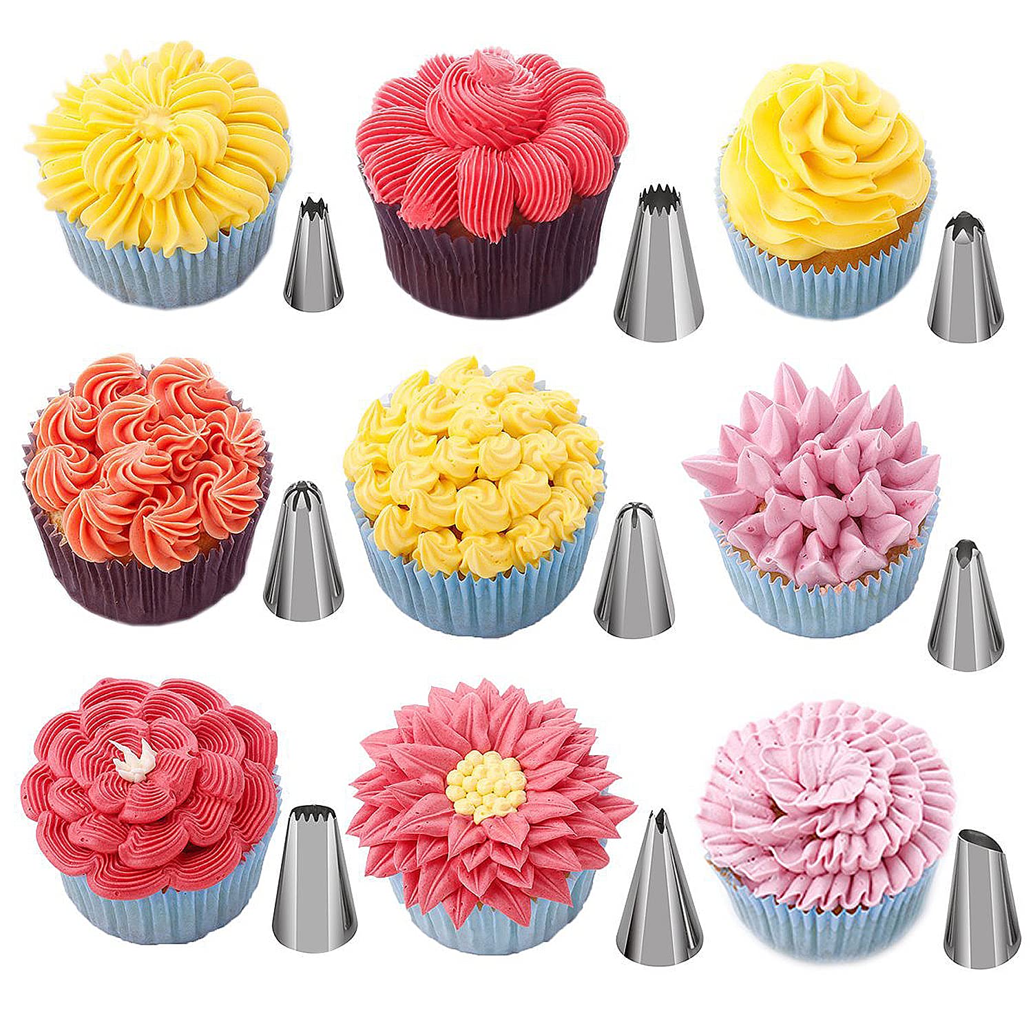 BESUNTEK Cake Decorating Supplies Kit with Turntable, 137 Pcs Reusable Stainless Steel Professional Cake Decorating Kit, Piping Bags, Baking Supplies, Purple