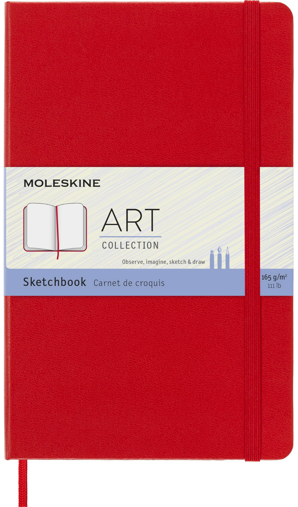Moleskine Art Sketchbook, Hard Cover, Large (5" x 8.25") Plain/Blank, Scarlet Red, 104 Pages