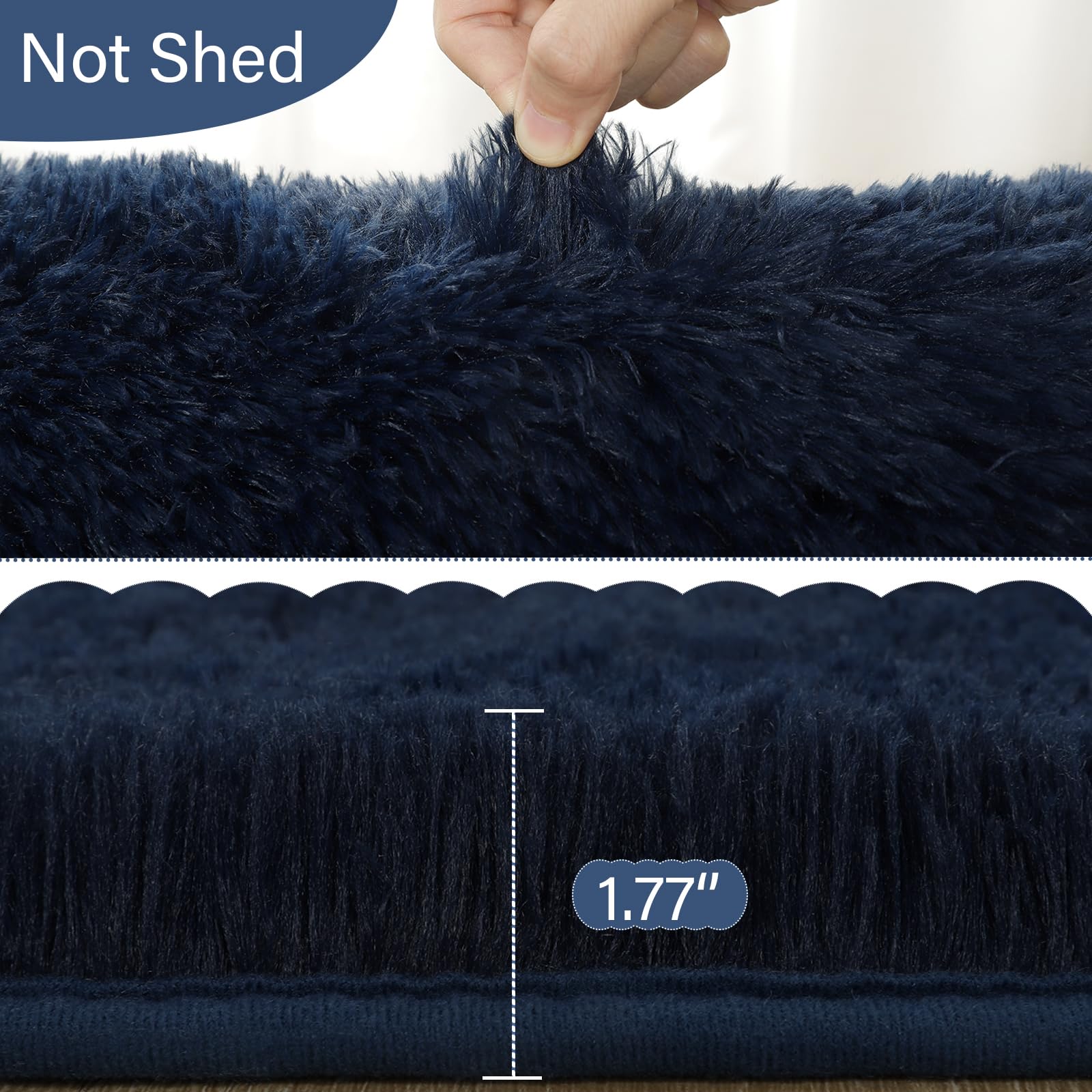 LOCHAS Ultra Soft Children Rugs Room Mat Modern Shaggy Area Rugs Home Decor 2.6' x 5.3', Navy