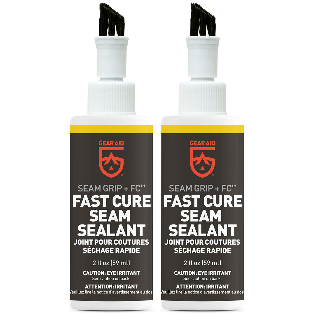 GEAR AID Seam Grip FC Fast Cure Sealant for Sealing Seams on Tents, Rainflies, Shelters, Awnings, Tarps and Pop-ups Made of Nylon, Vinyl, Clear, 2 fl oz, 2 Pack