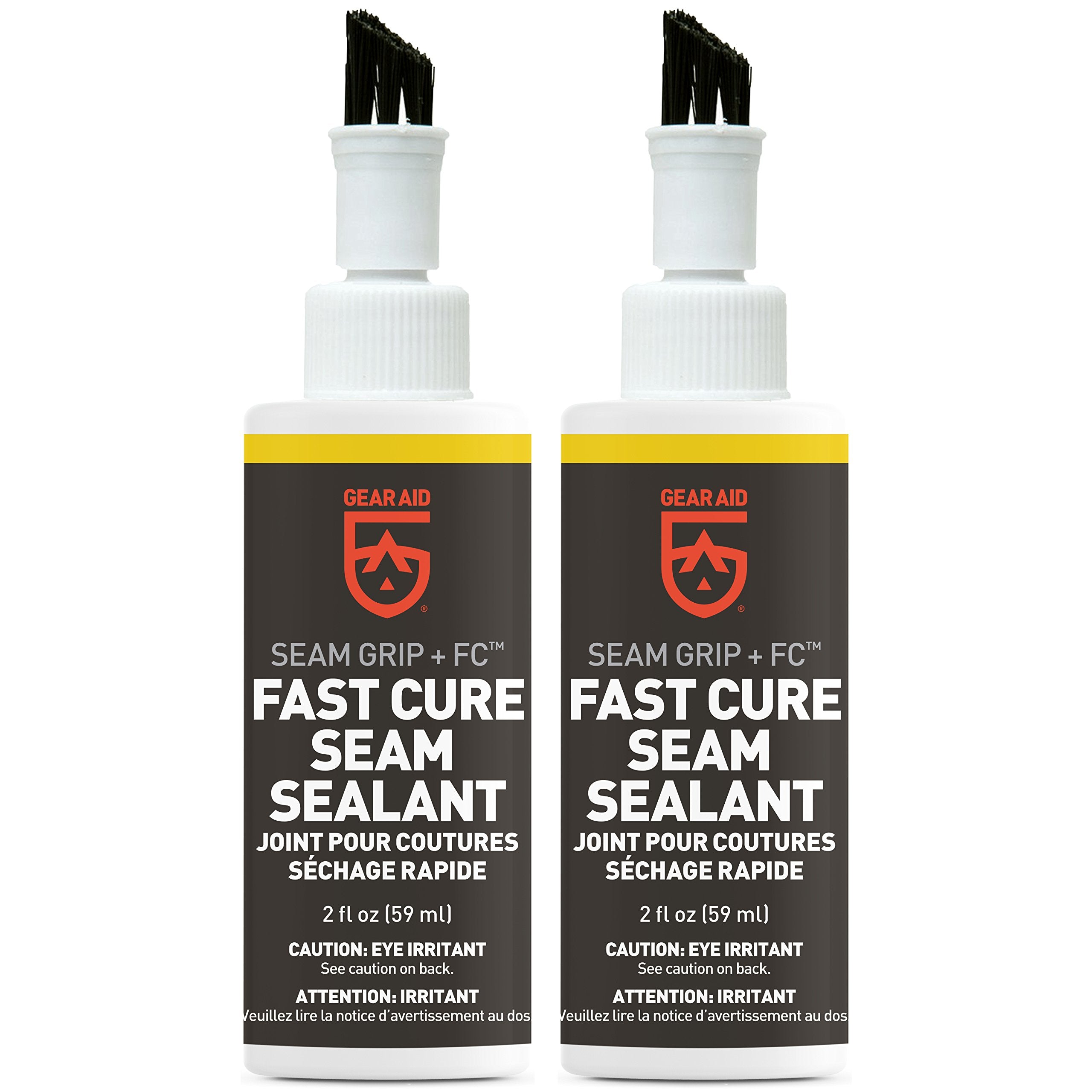 GEAR AID Seam Grip FC Fast Cure Sealant for Sealing Seams on Tents, Rainflies, Shelters, Awnings, Tarps and Pop-ups Made of Nylon, Vinyl, Clear, 2 fl oz, 2 Pack
