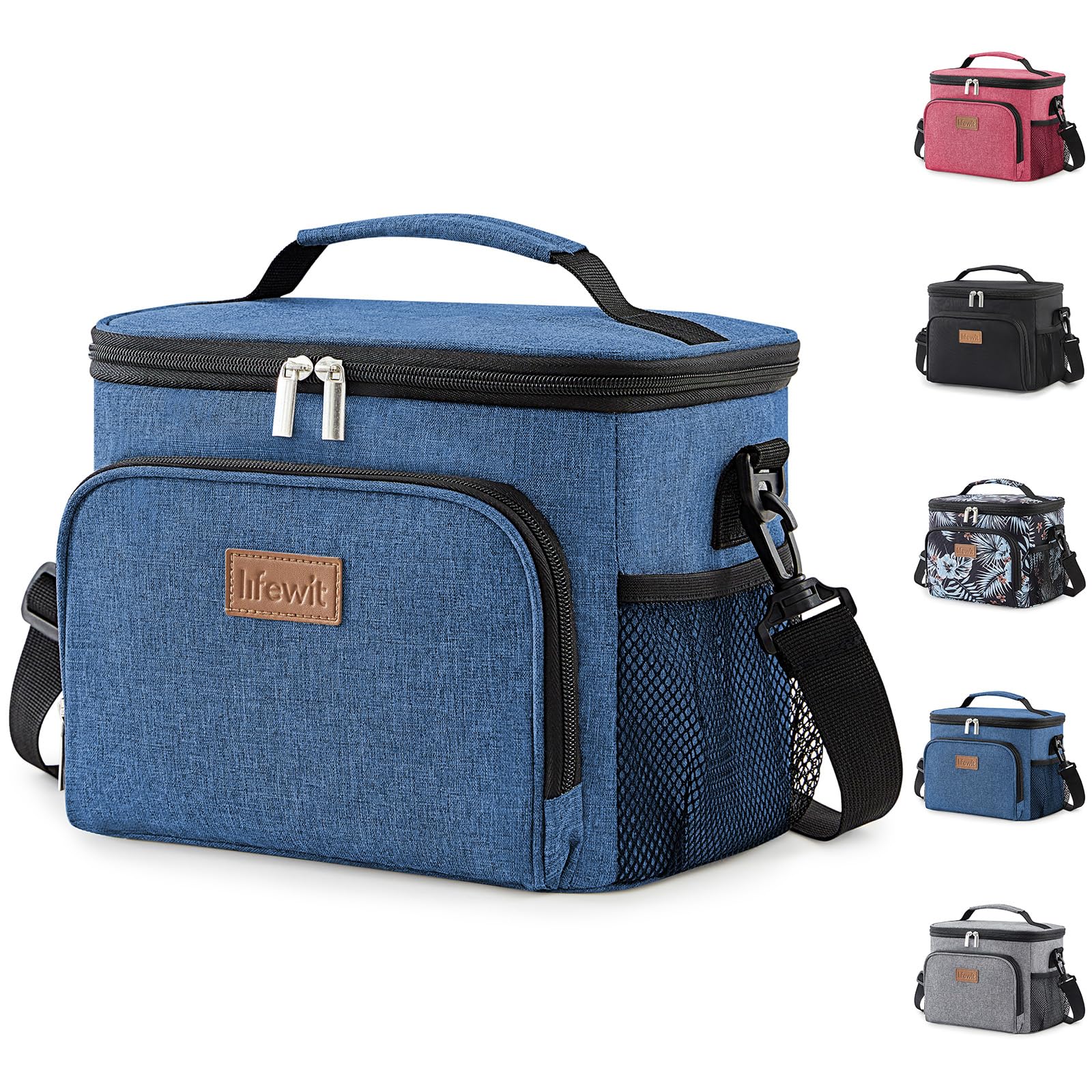 Lifewit Insulated Lunch Bag for Men, Reusable Lunch Box Women, Portable Cooler Freezable Soft Tote Bag Leakproof with Adjustable Shoulder Strap for Adult for Work/Picnic, Dark Blue 9L