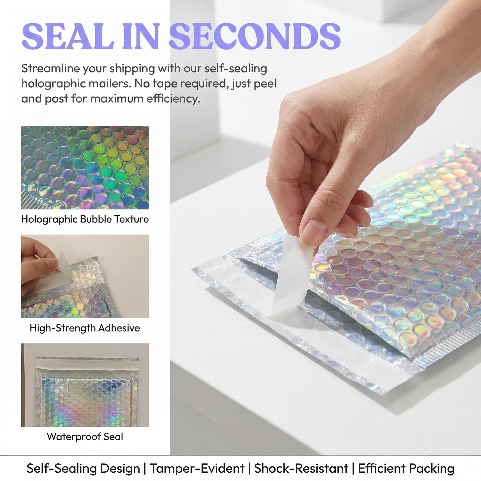 Qneiaym Bubble Mailers 60 Pack Assorted Sizes, 5.1x5.9 Inch (35PCS) 5.9x7.9 Inch (15PCS) 7.9x9.8 Inch (10PCS), Self Seal, Tear Resistant Mailing Supplies for Home & Small Business