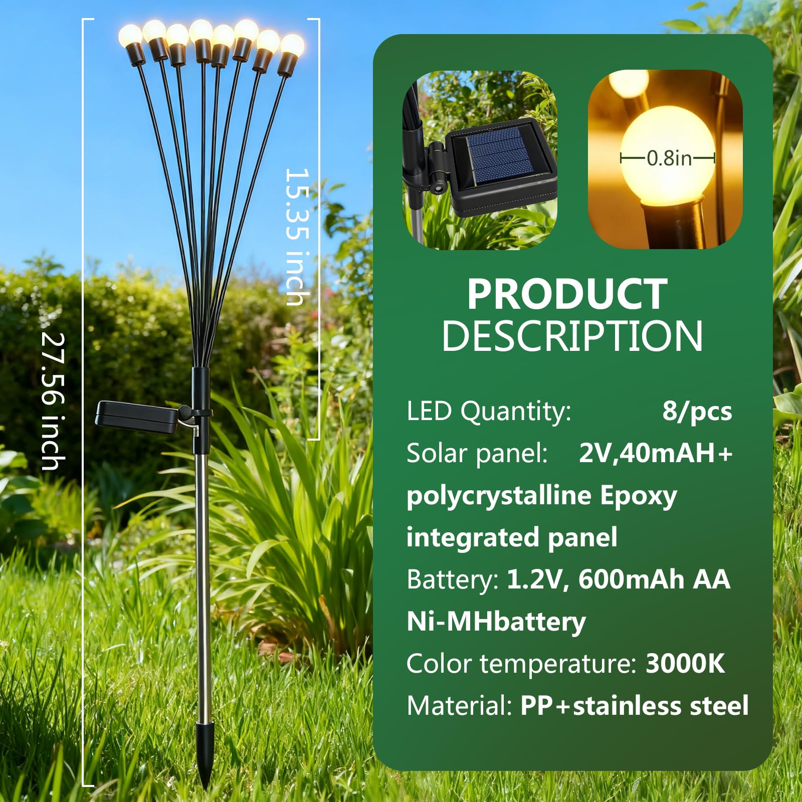 Solar Swaying Lights Outdoor(4-Pack,32 LED) Waterproof Garden Firefly Lights Yard Lawn Pathway Decoration Lighting for Yard Lawn Pathway Flower Decor Gifts for Women Mother's Day