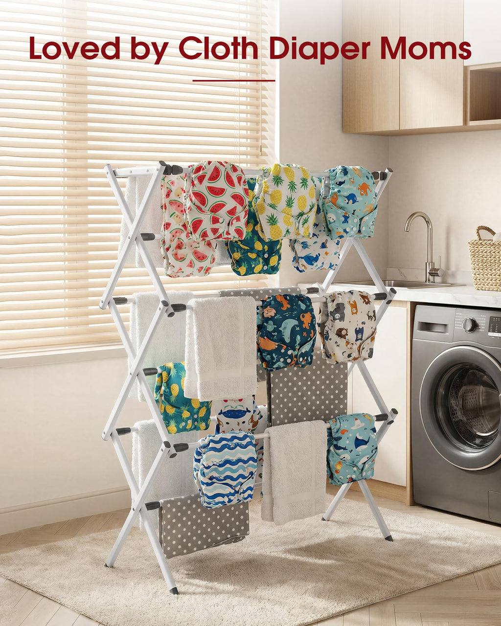Sakugi 3 Tier Clothes Drying Rack, Foldable Clothes Drying Rack with Non-Slip Feet, Portable Laundry Drying Rack for Clothing, Indoor & Outdoor Use, 73.5 x 29 x 95 cm, White