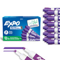 EXPO Dry Erase Markers, Low Odour Ink, Purple, Chisel Tip, 12 Count