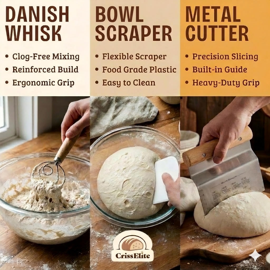Sourdough Starter Kit for Beginners – 9”(23cm) Banneton Bread Proofing Basket with 24oz(710ml) Glass Sourdough Starter Jar & Sourdough Bread Baking Supplies, Easy No-Fail Kit, Gift for Home Bakers