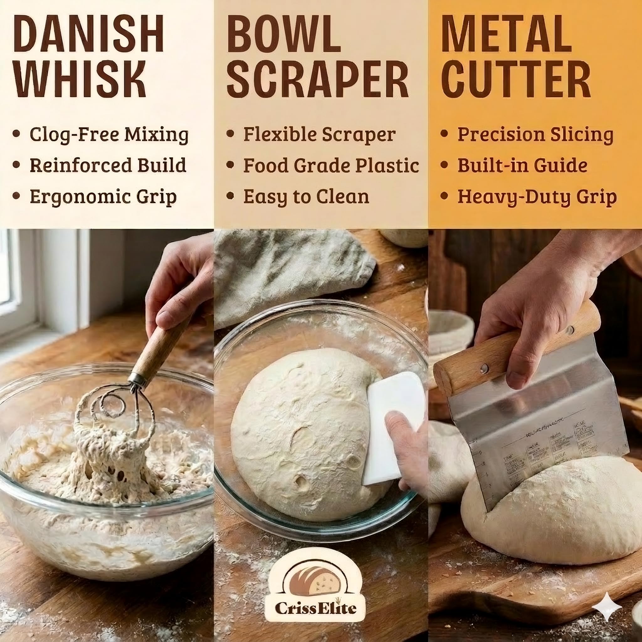 Sourdough Starter Kit for Beginners – 9”(23cm) Banneton Bread Proofing Basket with 24oz(710ml) Glass Sourdough Starter Jar & Sourdough Bread Baking Supplies, Easy No-Fail Kit, Gift for Home Bakers