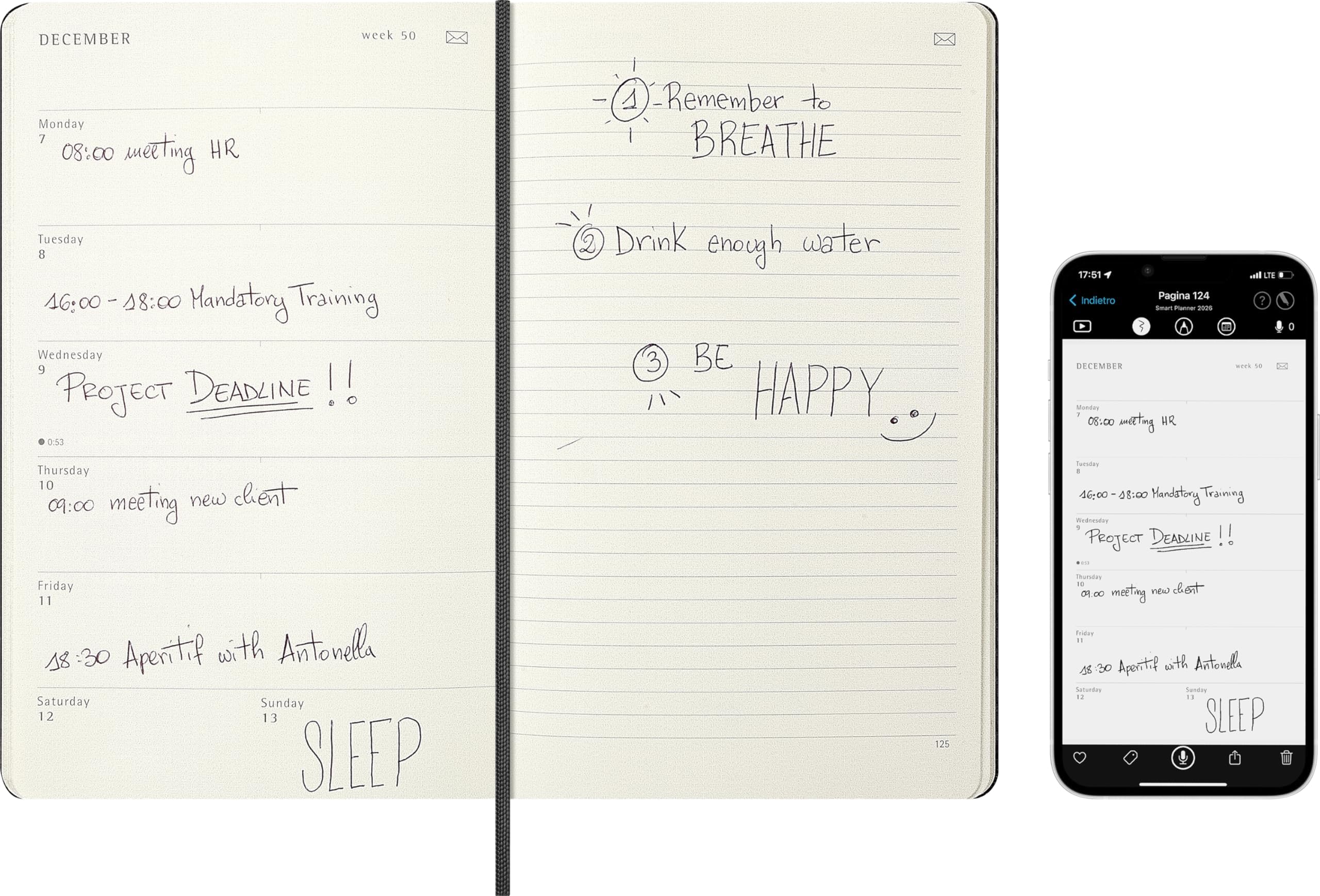 Moleskine 12 Month 2026 Smart Weekly Planner, Hard Cover, Large (5" x 8.25") Black: Compatible with Moleskine Smart Pen (Smart Set Sold Separately)