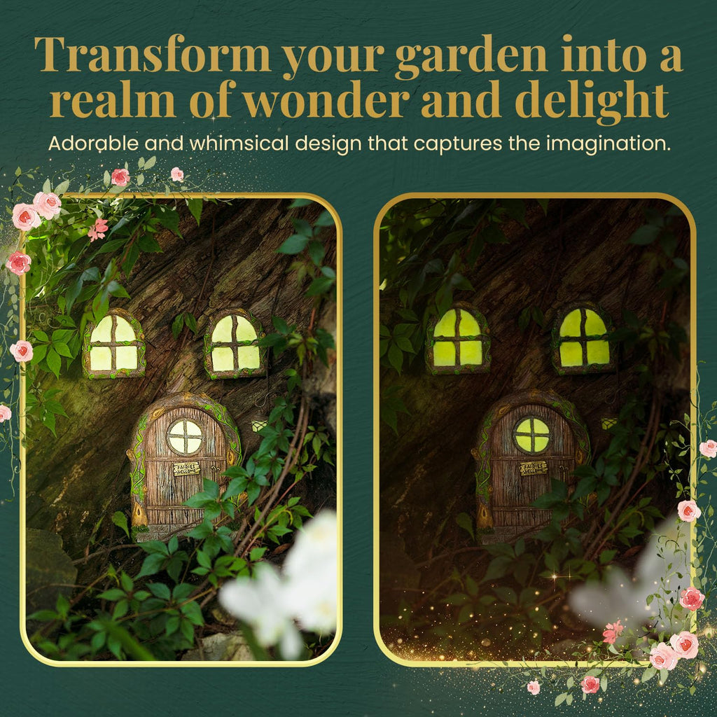 Fairy Door and Garden Kit - Outdoor Accessories for Trees, Gnome House, Decor