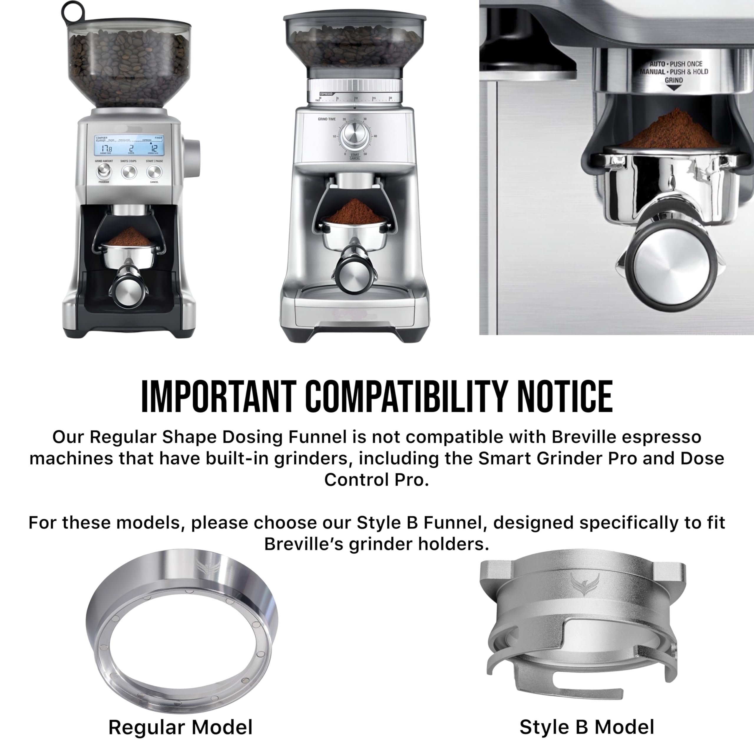 KNODOS 54mm Espresso Dosing Funnel and Puck Screen Set Magnetic Coffee Dosing Ring And Filter for Portafilters Compatible with 54 mm Breville Portafilter Basket Premium Espresso Machine Accessories