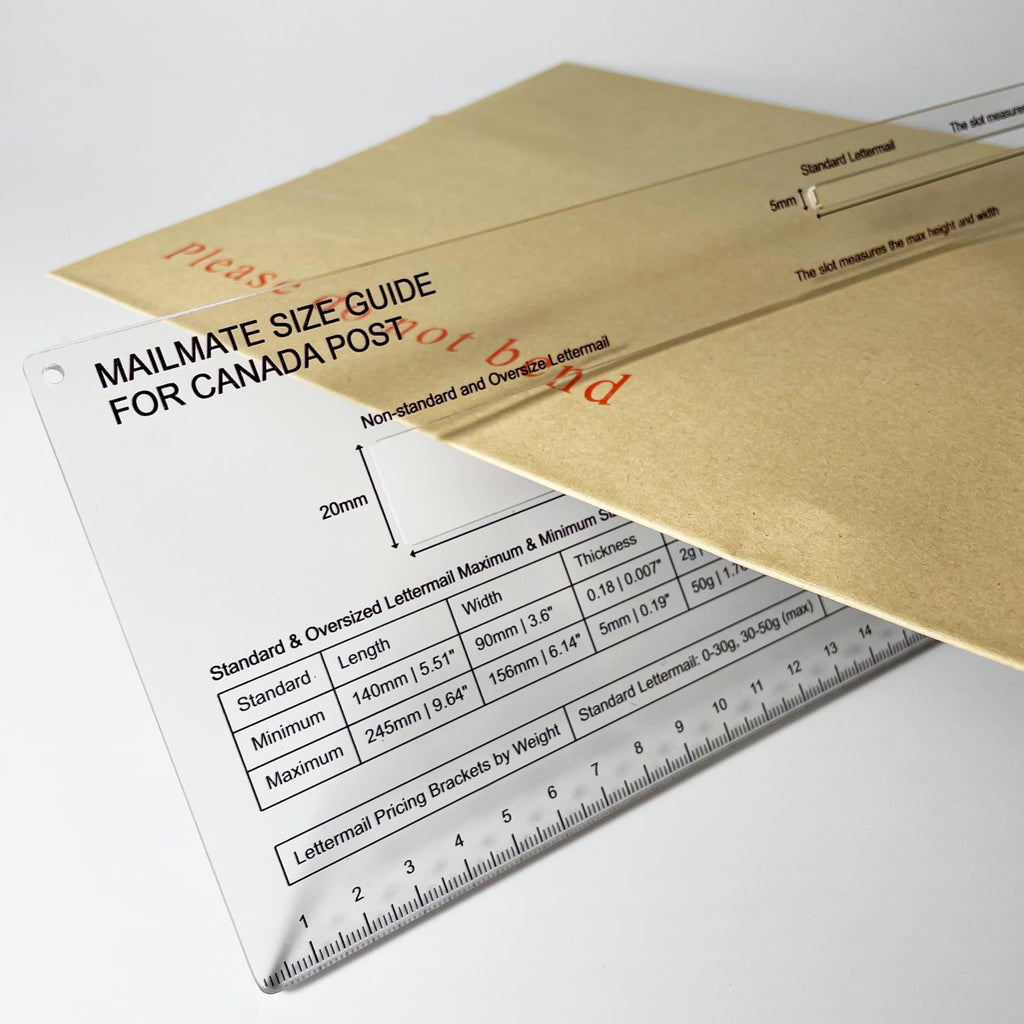 Mailmate Shipping Guide for Canada Post | Mail Sizer, Mail Measure, Shipping Template, Letter & Envelope Size Guide, Measuring Tool for Standard and Oversized Lettermail