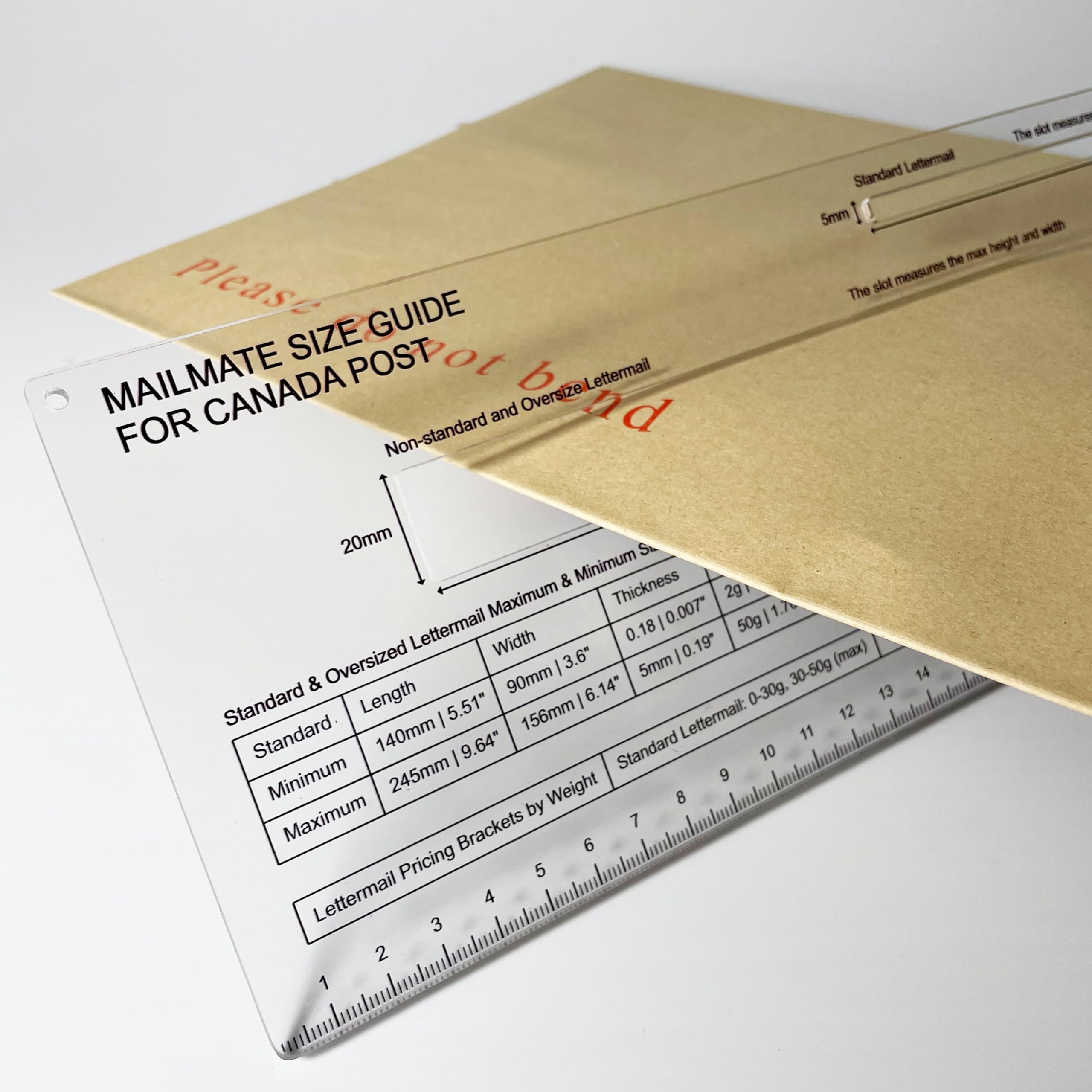 Mailmate Shipping Guide for Canada Post | Mail Sizer, Mail Measure, Shipping Template, Letter & Envelope Size Guide, Measuring Tool for Standard and Oversized Lettermail