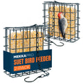 MEKKAPRO Double Delight Suet Feeder 2-Pack with Metal Roof, Dual Capacity, Weather-Resistant Hanging Bird Feeders - Easy to Use, Ideal for Clinging Birds, Woodpeckers, Nuthatches, Chickadees