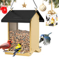 iBorn Bird Feeders for Outdoors,Bird Feeder with Weatherproof Metal Roof & 8 Drain Holes,Fully Detachable Birdfeeder Design,Easy Clean & Refill,Chew-Proof PC Windows,3.2 Lbs Capacity,Black Roof