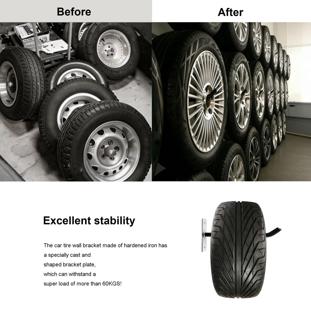 Sinoer 4 Pack Garage Tires Hooks/Heavy Duty Wall Mounted Hanger Tool Storage Rack Multi-Tools Storage Utility Tire Holder with Screws
