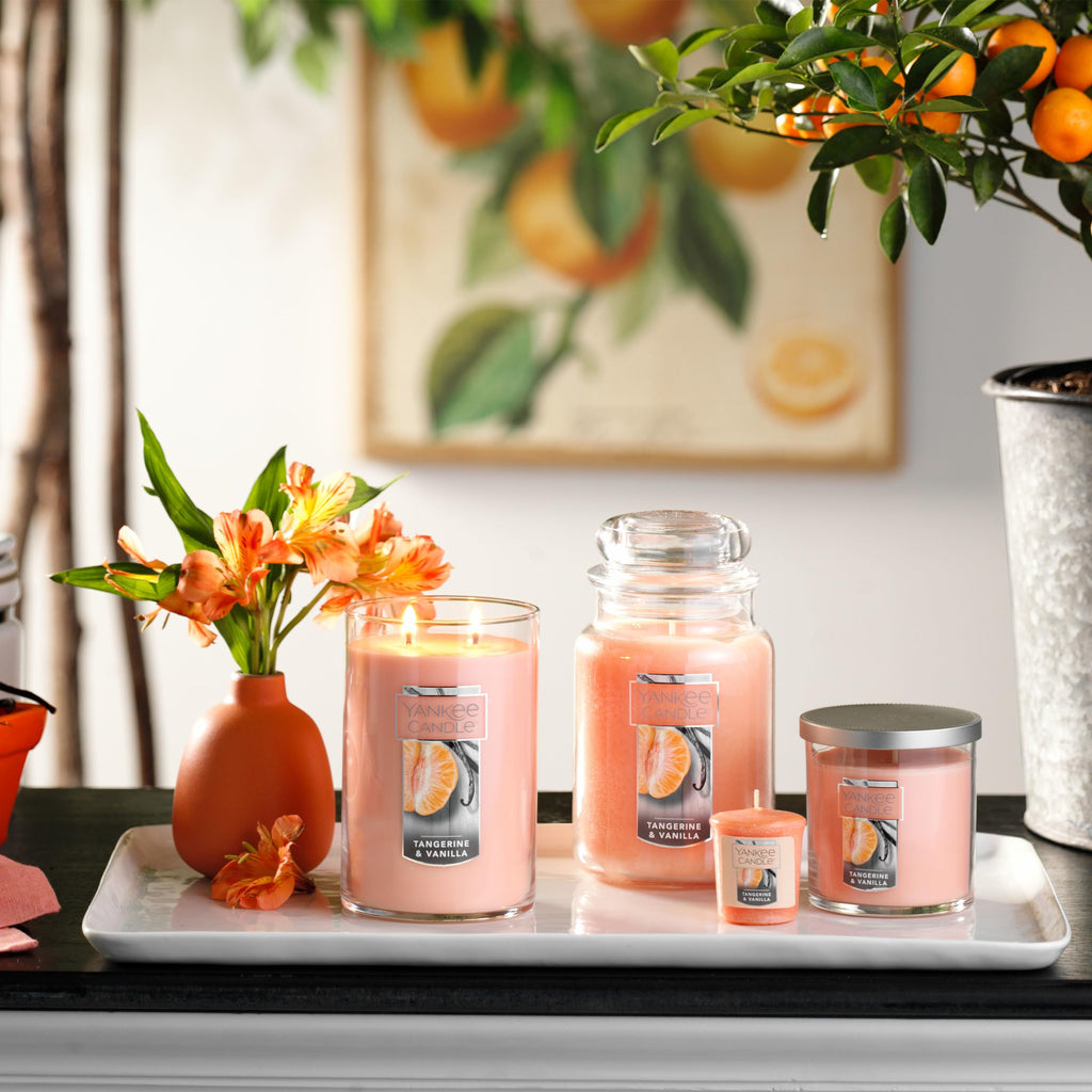 Yankee Candle Scented Candle, Tangerine Vanilla, Original Large Jar Candle, 110-150 Hours of Burn Time, 22 oz.