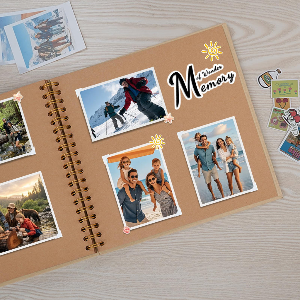 Finksy 10 x 10 Inch DIY Scrapbook Photo Album Brown 40 Pages Hardcover Kraft Blank Memory Book for Wedding and Anniversary Family