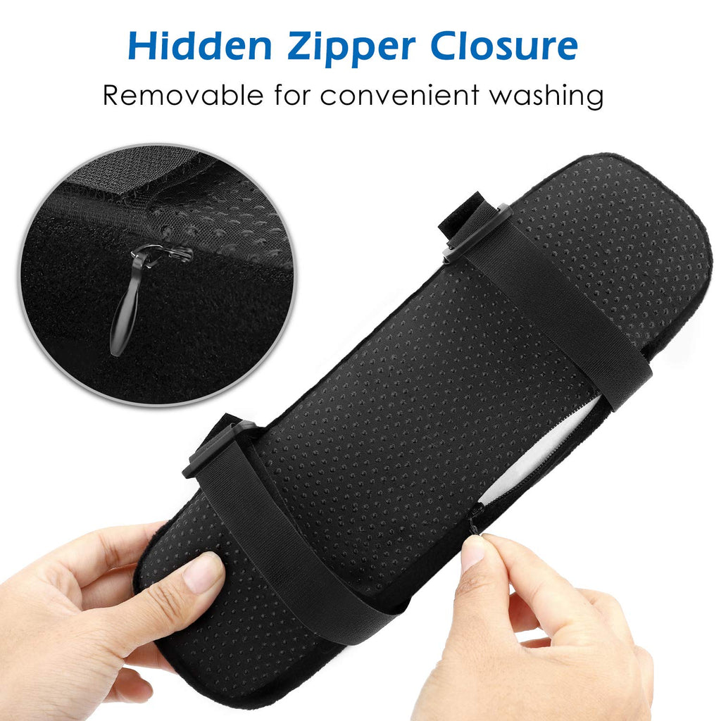 MoKo Chair Armrest Pads, Set of 2 Office Ergonomic High Density Foam Soft Elbow Pillow Cushion for Forearm Pressure Relief Adjustable Universal Padded Chair Armrest Cover - Black