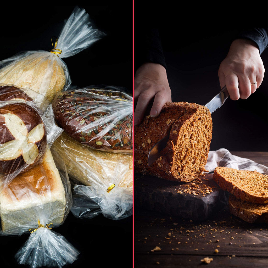 Bread Bags with Ties, Reusable, Clear Bags and Ties, Bread Bags For Homemade Bread And Bakery Loaf Adjustable Reusable (100)