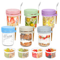 Xyptorix 6 Pack Overnight Oats Containers with Lids and Spoons, 16 oz Mason Jars with Removable Separate Compartments, Airtight and Leak-Proof Glass Jars for Chia Pudding, Yogurt, and Oatmeal
