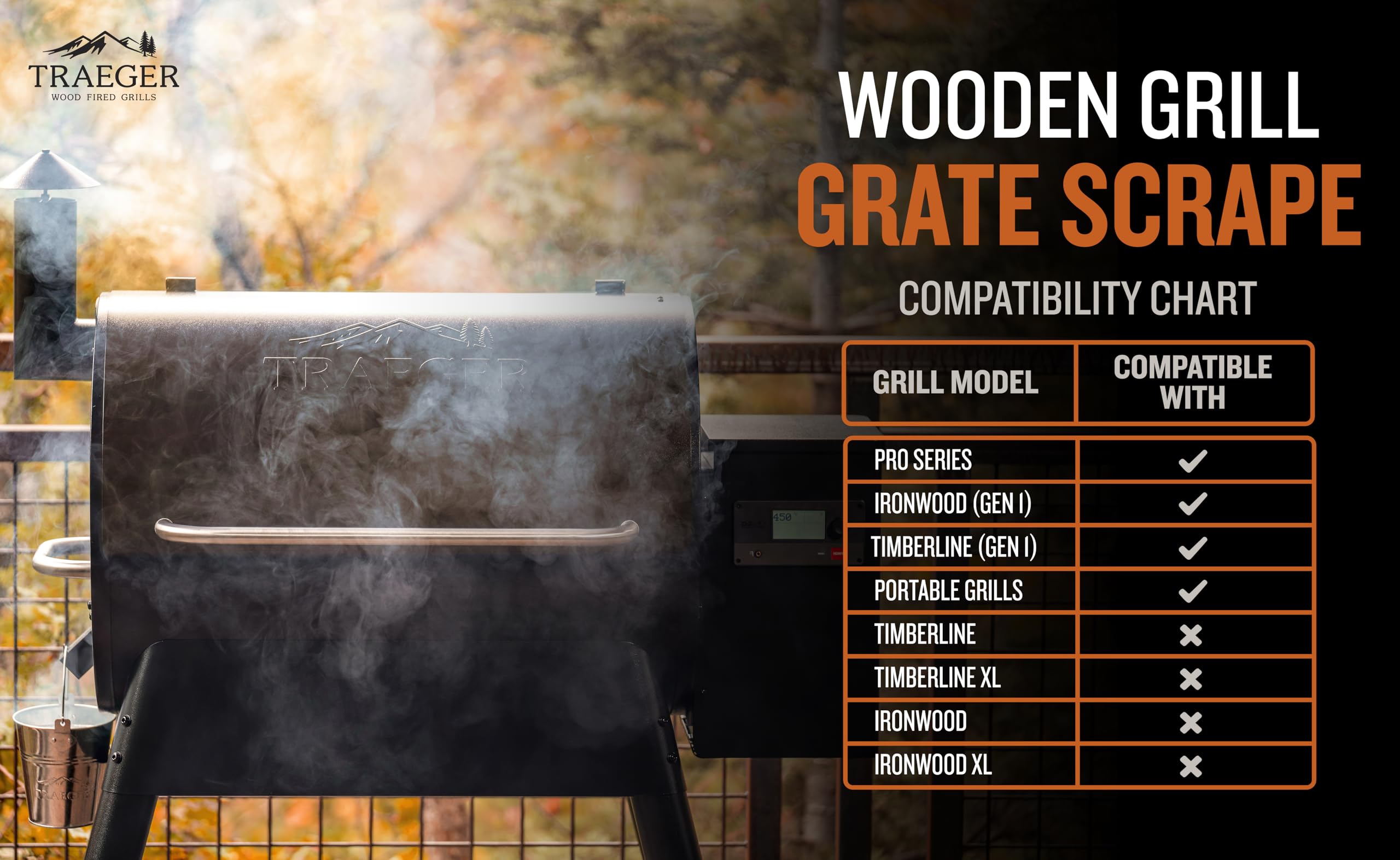 Traeger BAC454 Wooden Scape Grill Scraper, Wood