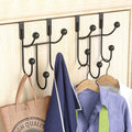 HapiRm Over Door Hooks with 5 Coat Hooks, Stainless Steel Bedroom Hanger 2 Pack with Scratch Proof Pad, Hook for Hanging Coats Towel Hat Bag, Back of Door Hook Black for Bath