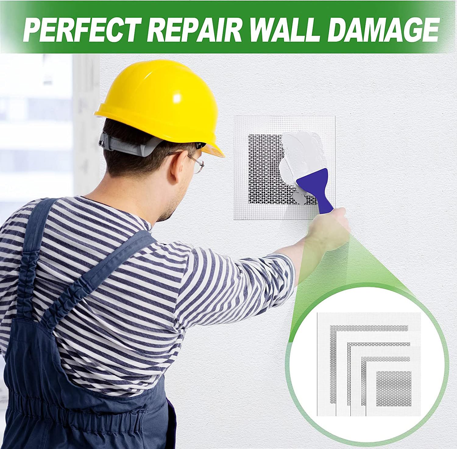 Deuvuo 19 Pcs Drywall Repair Kit - 4 Patch Sizes (2/4/6/8 Inch) With Scraper, Sandpaper for Damaged Ceiling - Say Goodbye to Unsightly Holes