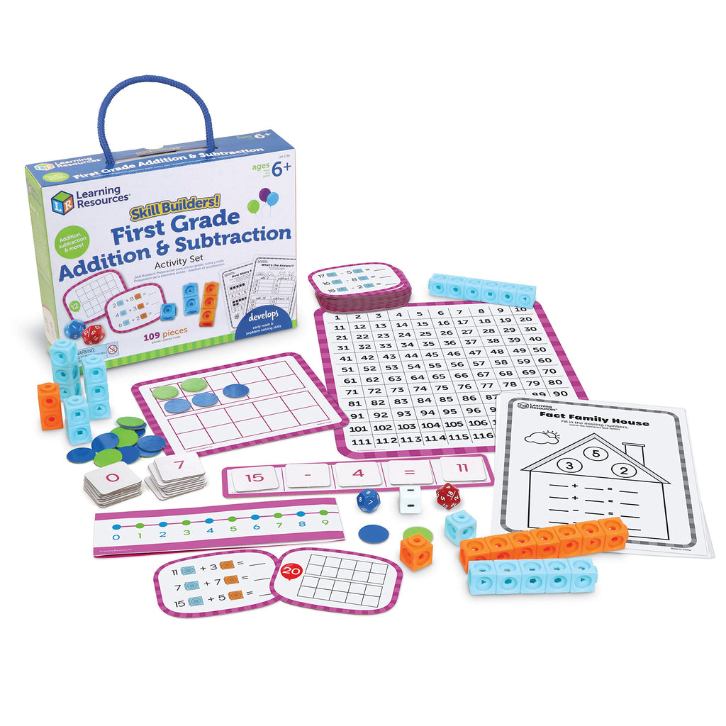 Skill Builders! 1st Grade Addition & Subtraction, Homeschool Curriculum, First Grade Learning Games, First Grade Learning Materials, 109 Pieces, Age 6+
