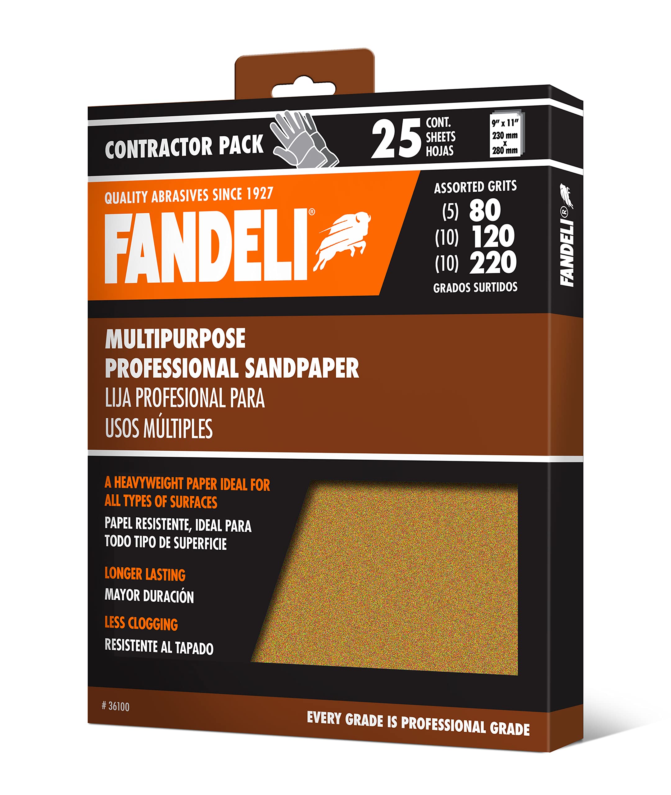 Fandeli | Multi-Purpose Sanding Paper | Assorted Grits (80,120,220) | 25 Sheets of 23 cm x 28 cm | Perfect for Sanding Metal and Sanding Wood | Hand Sanding | Orbital Sanders