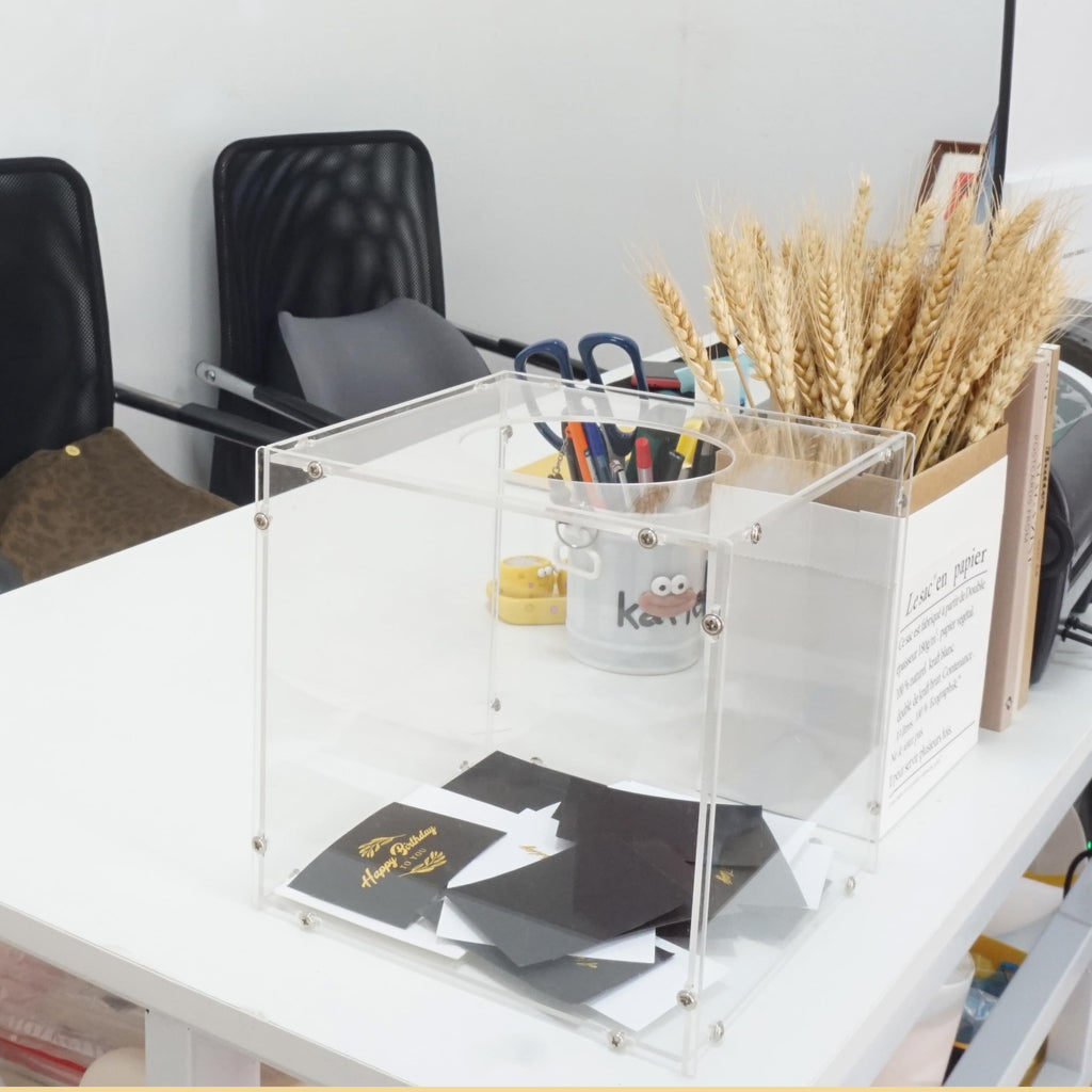 SHUMEI Clear Acrylic Multi Function Box - Raffle Suggestion Ballot Tip Donation Box for Parties Events Fundraisers Business Offices Stores