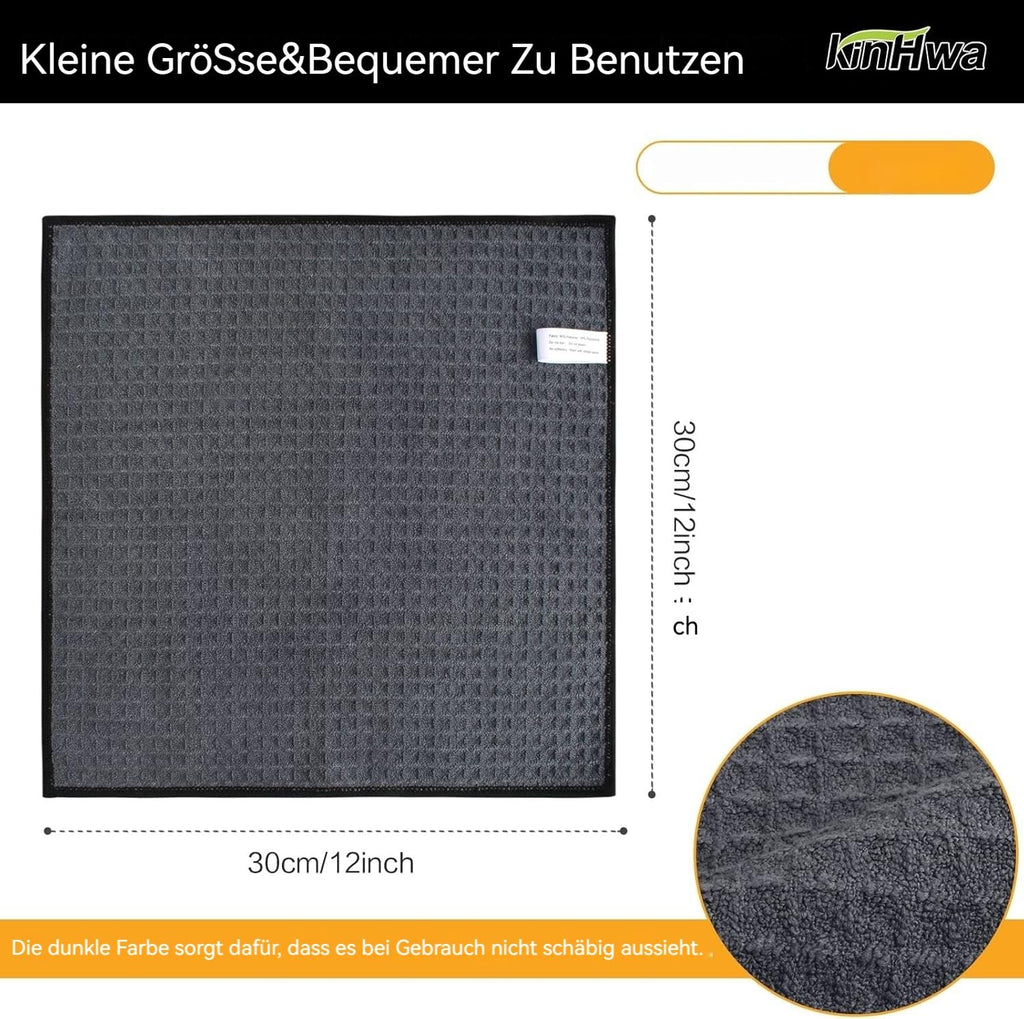 KinHwa Dish Cloths Ultra Absorbent Microfiber Cleaning Cloths Odor Free Waffle Weave Kitchen Dishcloths Rags 12inch x 12inch Gray 6 Pack