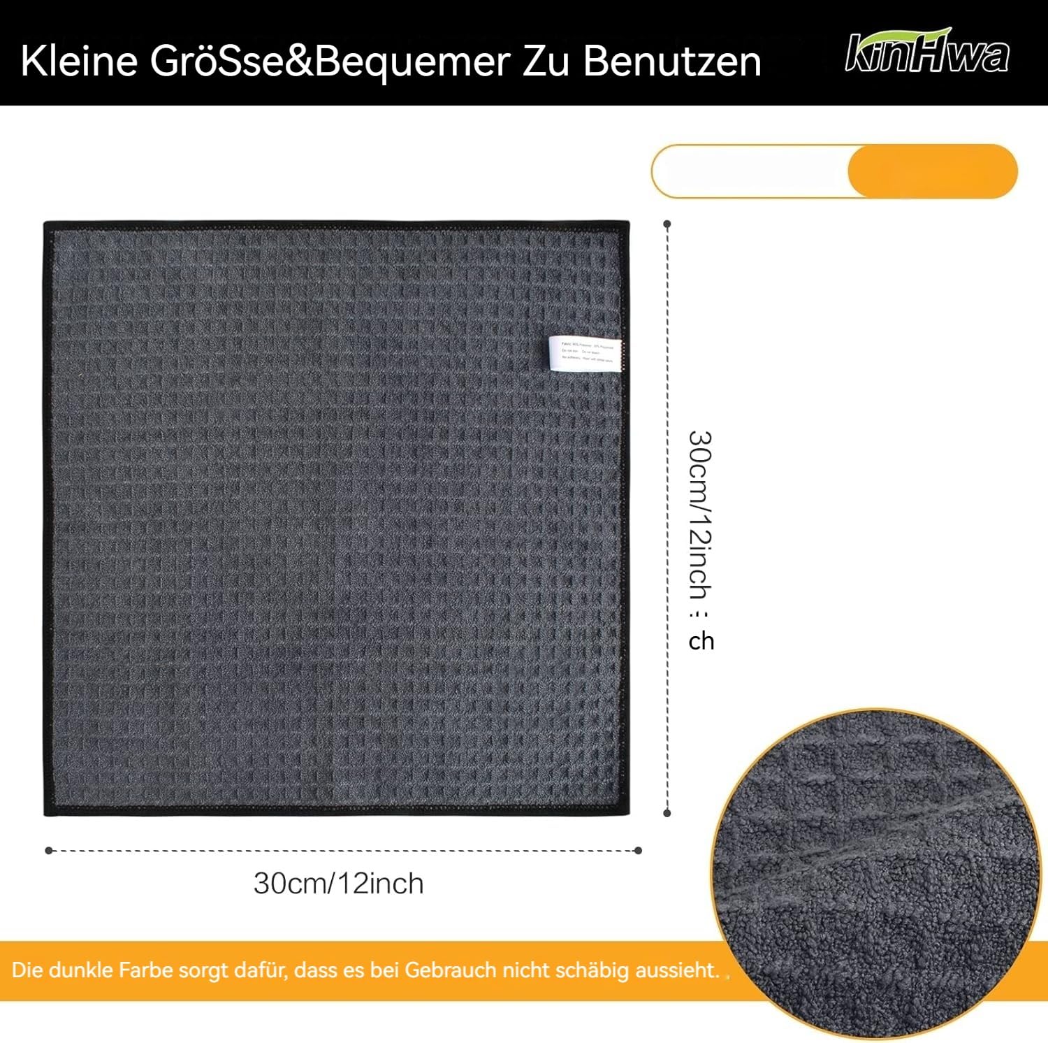 KinHwa Dish Cloths Ultra Absorbent Microfiber Cleaning Cloths Odor Free Waffle Weave Kitchen Dishcloths Rags 12inch x 12inch Gray 6 Pack
