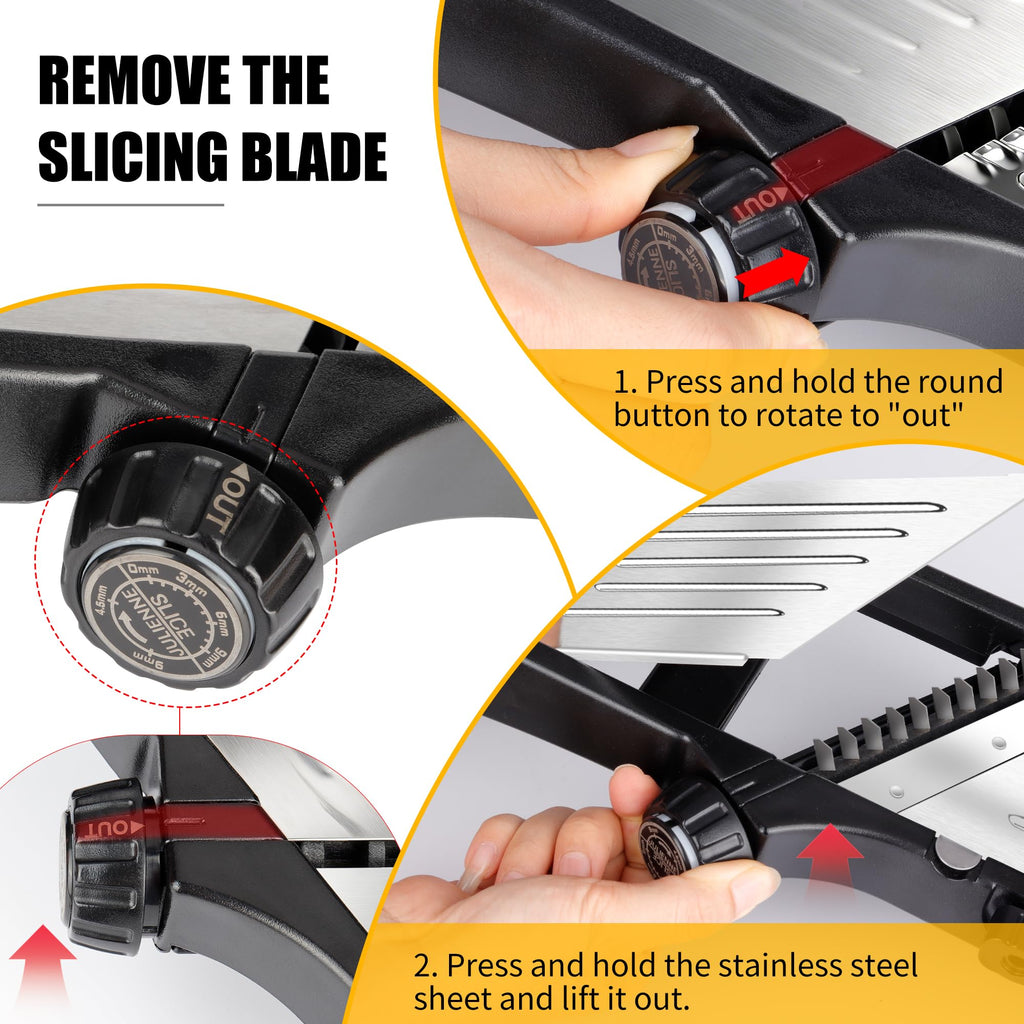 Mandoline Food Slicer for Kitchen, Adjustable Stainless Steel Mandoline Vegetable Slicer, Food Slicer Onion Potato Chip French Fry 7 in-1 Vegetable Slicer