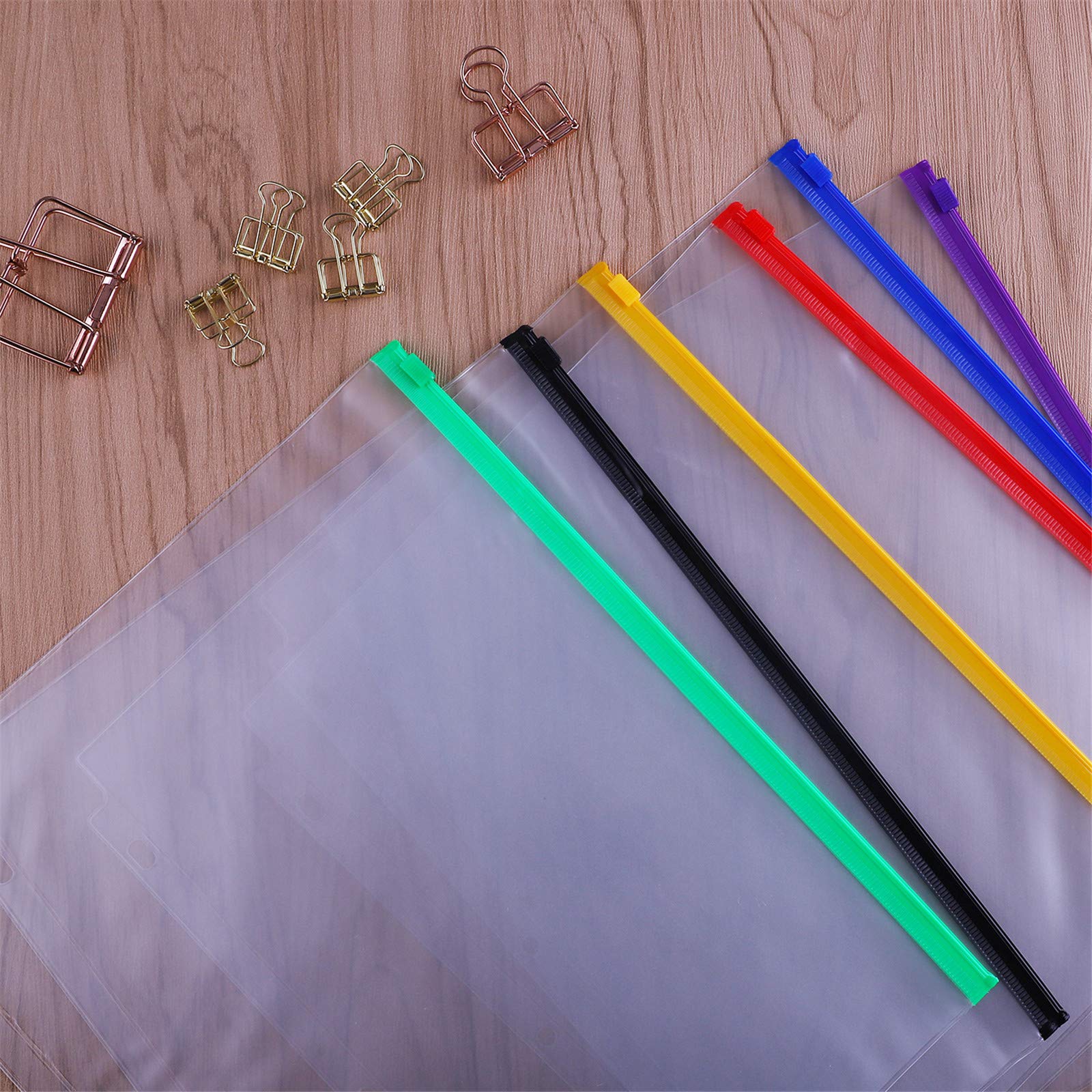 Antner 12 Pack Letter Size Binder Pockets 3 Ring Binder Multicolor Zipper Pouches Document Organizer, PVC 3-Hole Loose Leaf File Folders Insert Sleeves Page Sheet Protectors Business Office Supplies