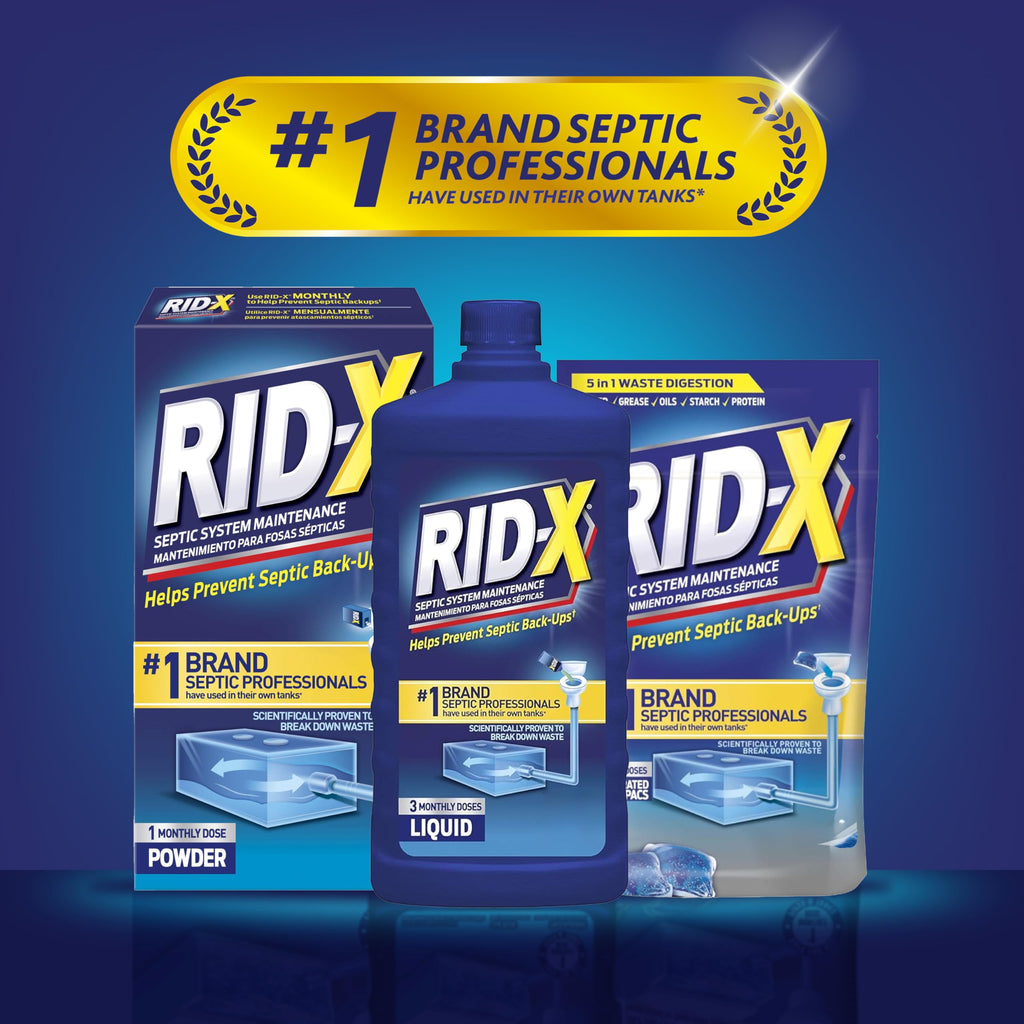 Rid-X Septic Tank System 3 Month Supply Dual Action Septi-Pacs Treatment, 3 Count, 3.2oz