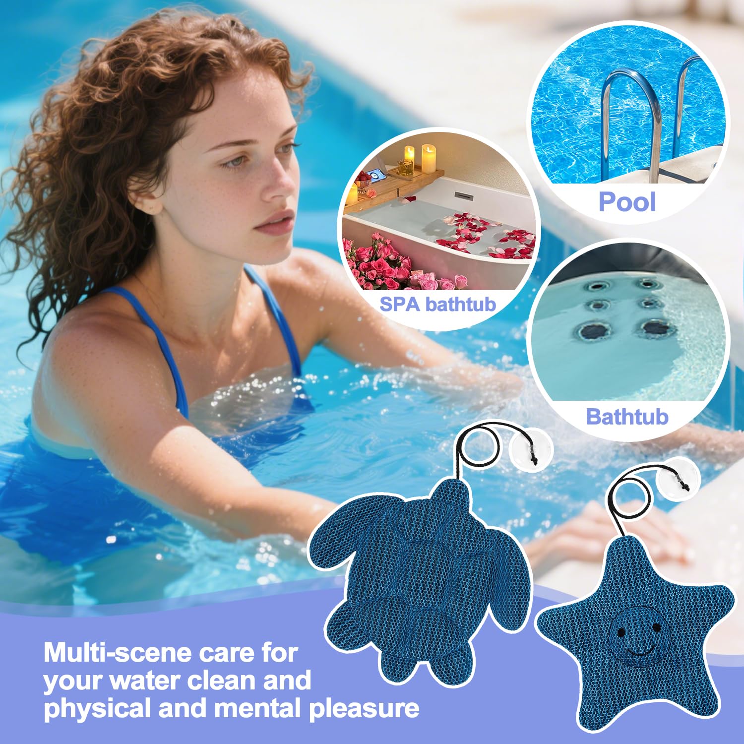 2 Pcs Hot Tub Sponge Scum Absorber, Scum Turtle Hot Tub Cleaner Hot Tub Sponges to Soak up Oil, Reusable Scum Collector Sponge for Pool and Spa, Removes Oils, Dirt, and Debris
